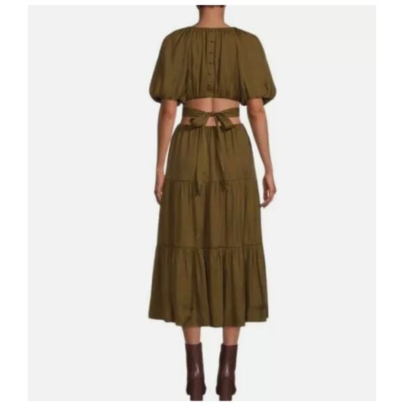 Anthropologie By The River Cut Out Midi Dress Olive Green NWOT Small - Picture 2 of 10